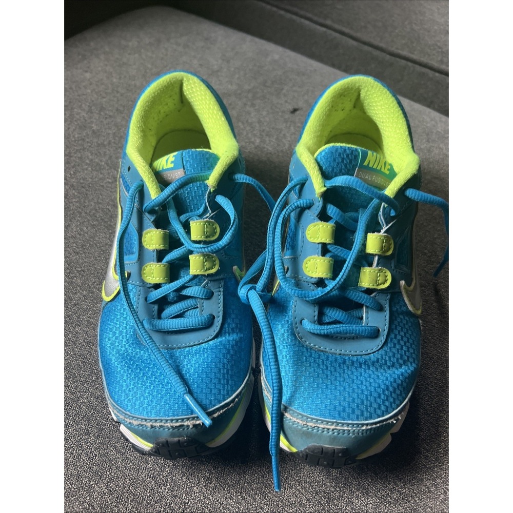 Nike‎ Dual Fusion ST Running Shoes Womens Blue Lime Green Athletic Sneakers